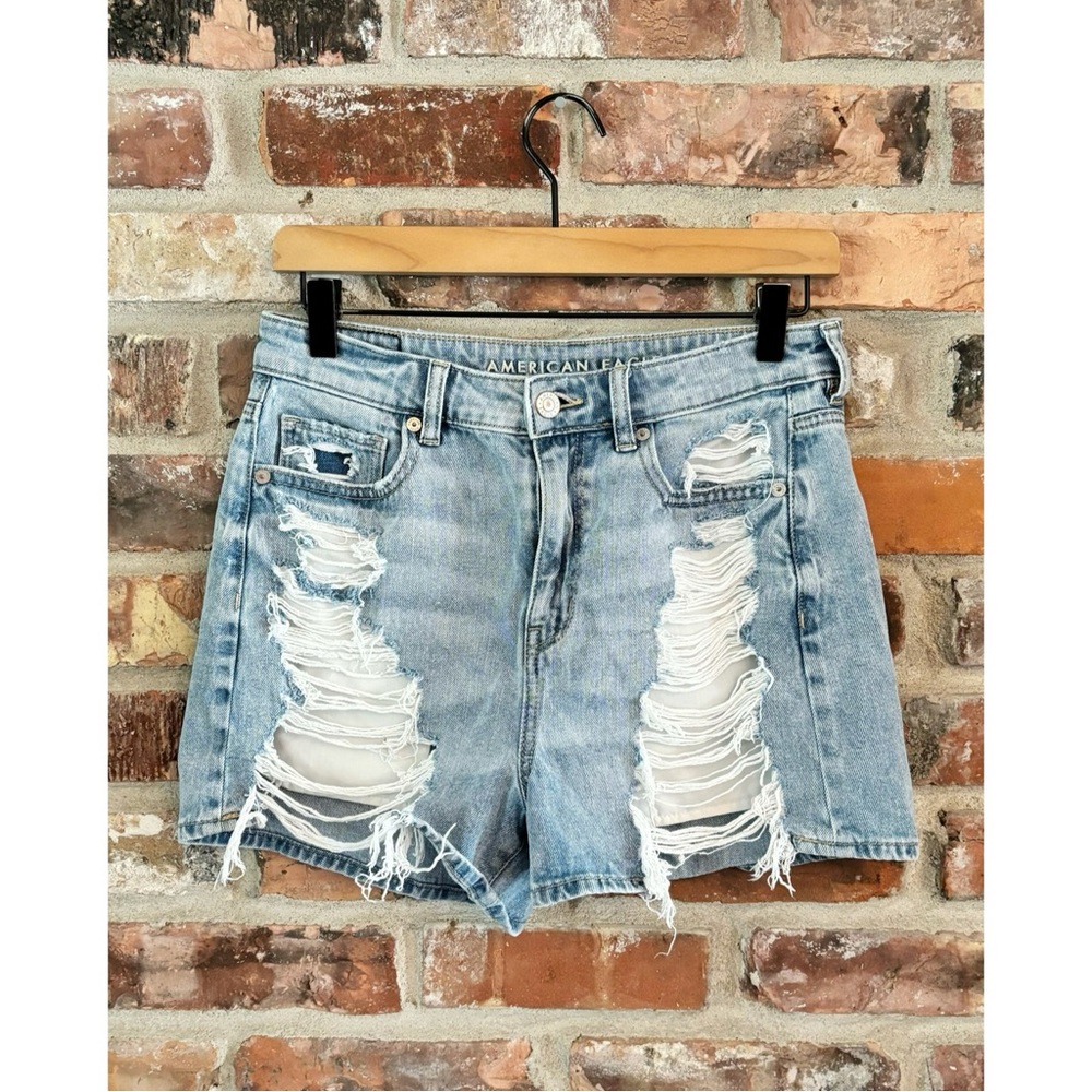 American Eagle Distressed High Rise Mom Shorts, 4